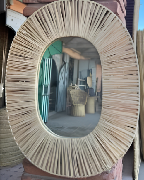 Miroir Ovale en Raphia – Reflet Naturel