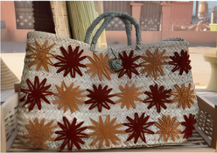 Sac à main fleurs en doum Rectangle – Élégance artisanale et naturelle 👜✨