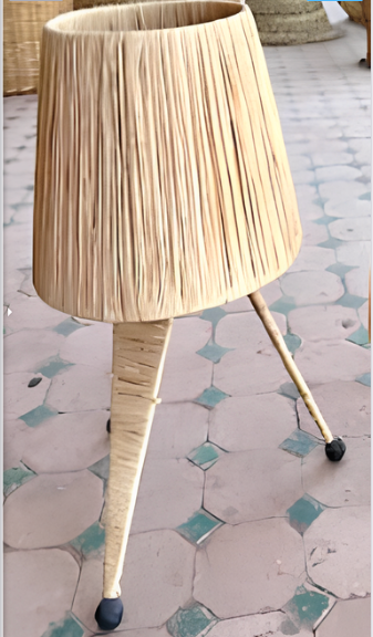 Lampe sur pied Tripod en Raphia Ø20 cm x H30 cm | Luminaire Artisanal
