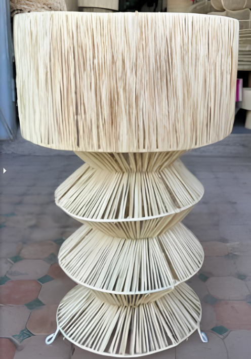 Lampe sur pied Empilée en Raphia Ø30 cm x H60 cm | Luminaire Artisanal