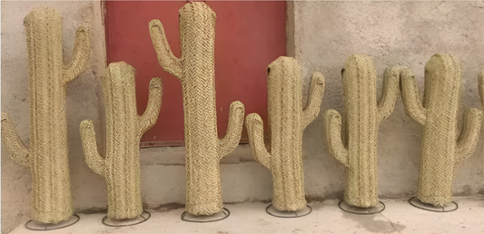 Cactus cierge en Doum et Métal – Décoration Naturelle et Artisanale