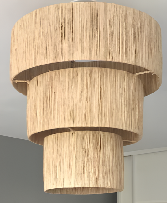 Lámpara colgante de rafia de 3 niveles Ø35 cm x H45 cm | Iluminación artesanal