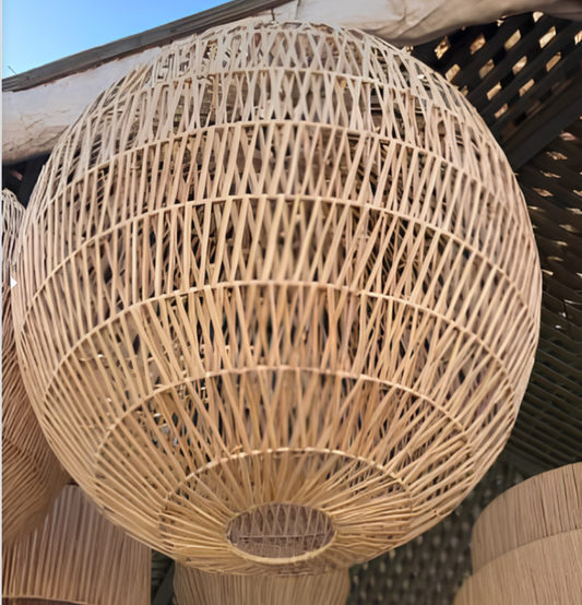 Suspensión de rafia diamante redondo Ø40 | Iluminación artesanal
