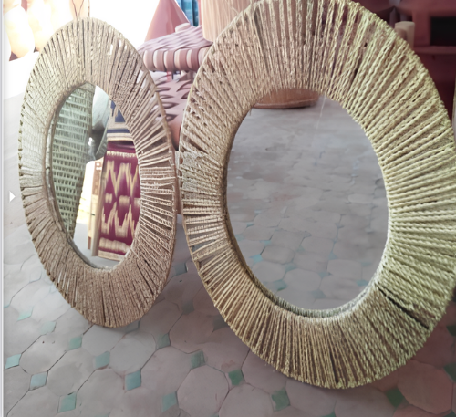 Miroir Cercle en doum – Reflet Naturel