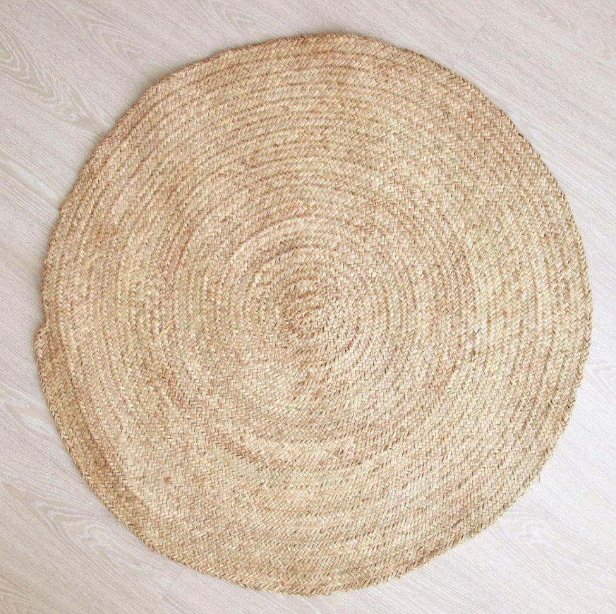 Tapis Rond en Doum – Charme Naturel et Artisanat Authentique 🌿